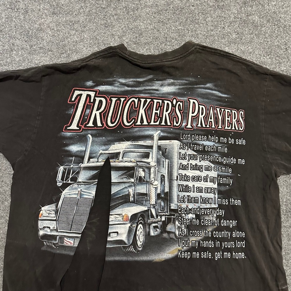 CH Gold Series T-Shirt Mens XL Black Truckers Prayer Graphic Distressed Cotton